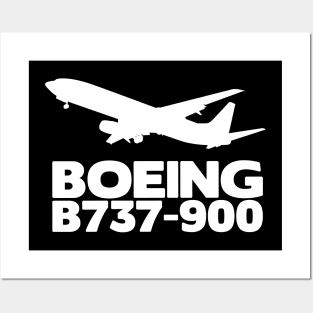 Boeing B737-900 Silhouette Print (White) Posters and Art